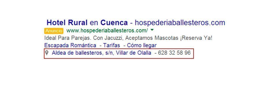 Extensiones ubicacion adwords